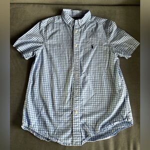 Ralph Lauren Blue & White Gingham Short-Sleeve Button-Down Shirt